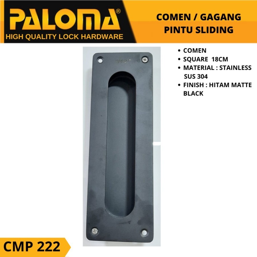 PALOMA CMP 222 COMEN SQUARE 18CM HANDLE PINTU SLIDING HITAM BLACK MAT PALOMA CMP 222 COMEN SQUARE 18CM HANDLE PINTU SLIDING HITAM BLACK MAT