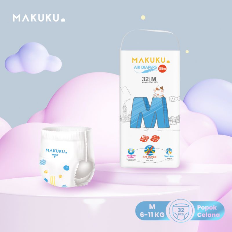 MAKUKU SLIM M32 AIR DIAPERS PANTS FREE BUBLEWRAP Lazada Indonesia makuku-slim-m32-air-diapers-pants-free-bublewrap-lazada-indonesia