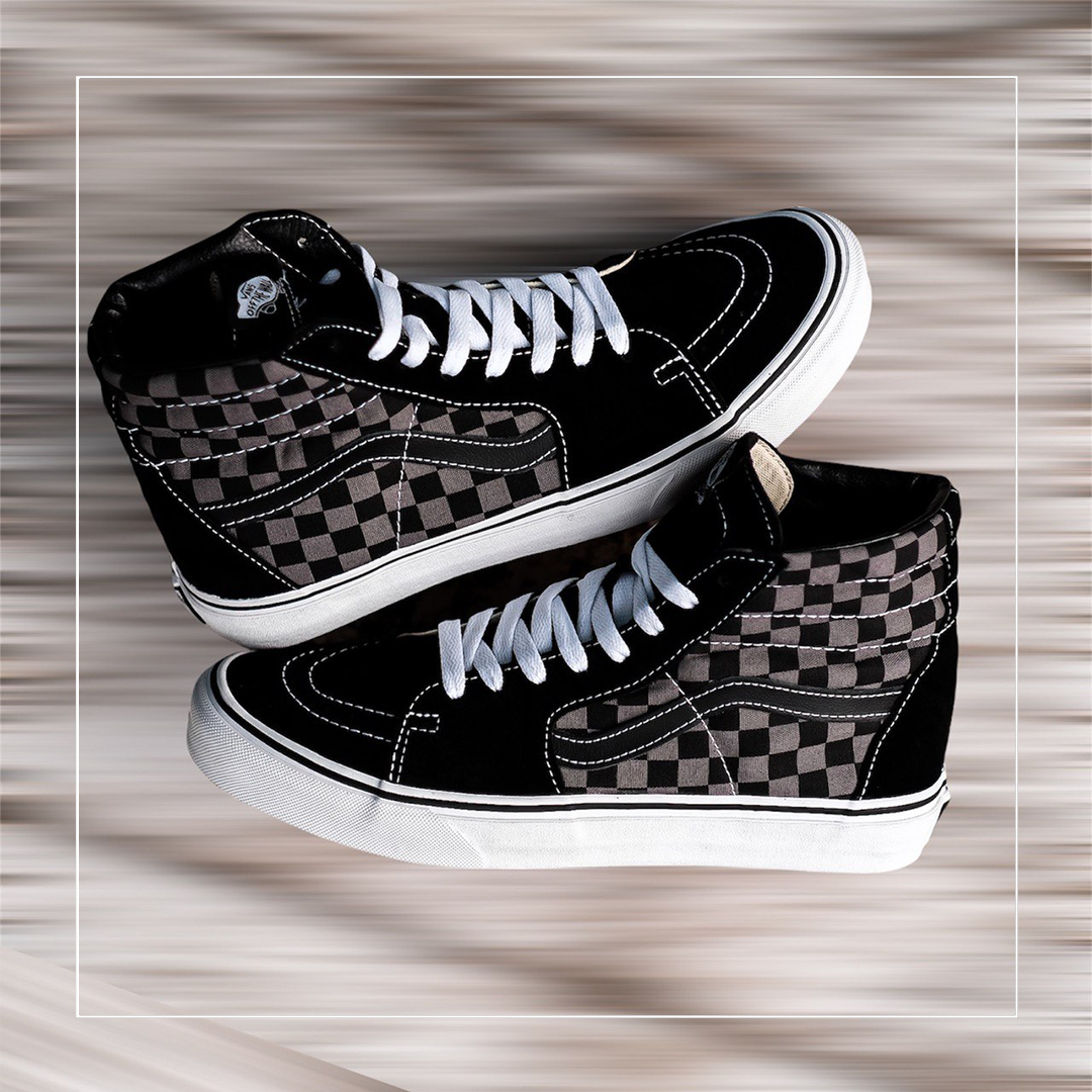 Terbaik Sepatu Pria Vans Sk8 Hi Checkerboard Black Pewter