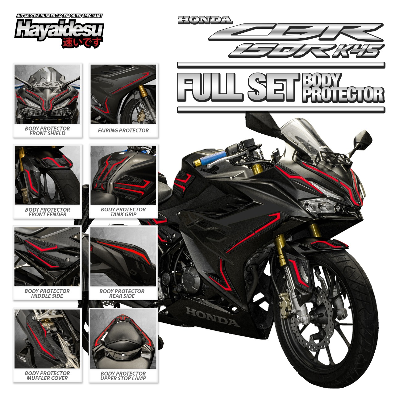 Hayaidesu Full Set New CBR 150R K45R 2021 Body Protector Cover