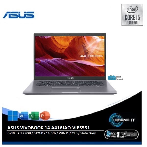 Asus Vivobook 14 A416jao Vips551 Slate Grey Lazada Indonesia