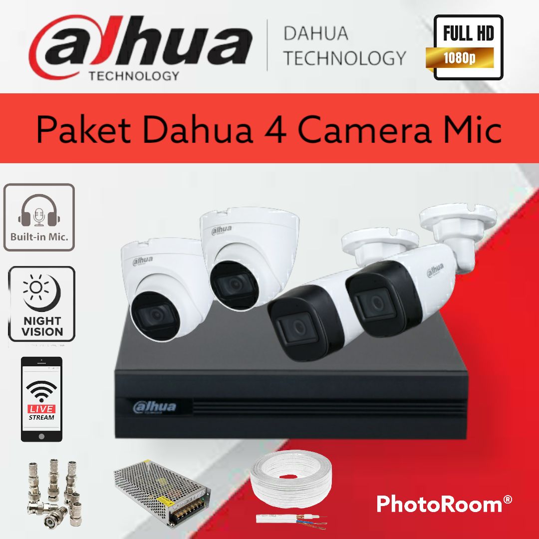 Paket Cctv Dahua Ch Camera Mp Audio Full Hd P Paket Cctv Dahua