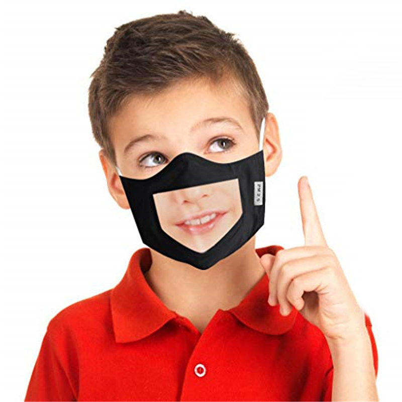 Costel 【In Stock】1/4/5 Pcs ChildrenS Lip Mmasks Anti-Fog Transparent Mmasks Soft Pet Solid Color Mmasks (Black/Red/Pink/Blue)