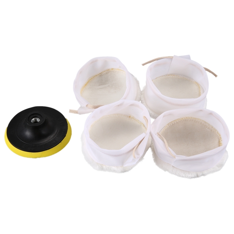 5Pcs Polisher/Buffer kit Soft Wool Bonnet Pad White