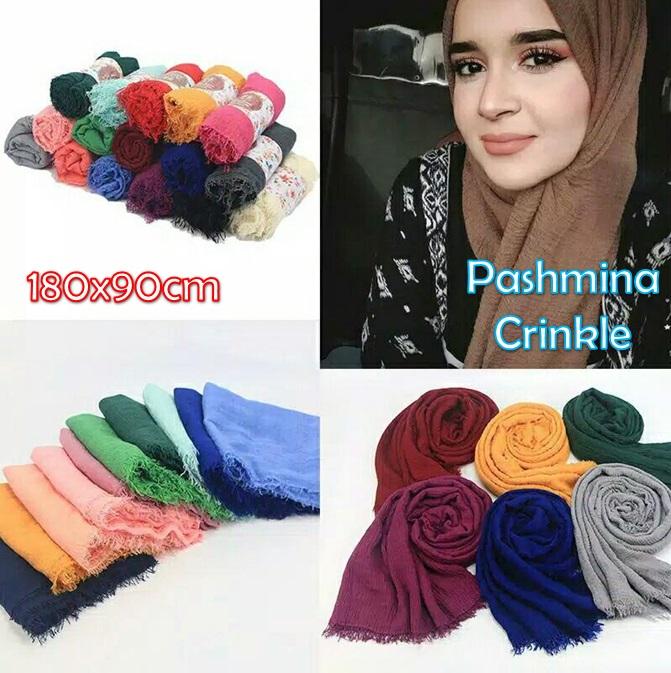 Jilbab Pashmina Crinkle 902 Import Hijab Muslim Premium Crimp Islam Wanita Cantik