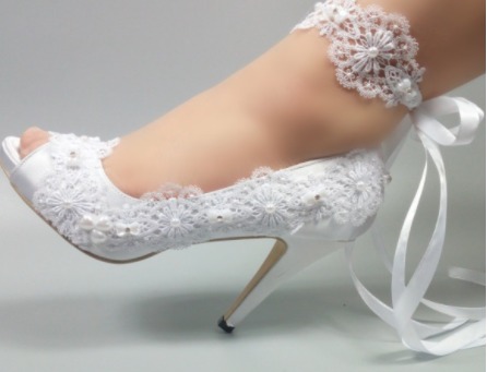 WEDDING SHOES HEELS PEARL LACE 2021 