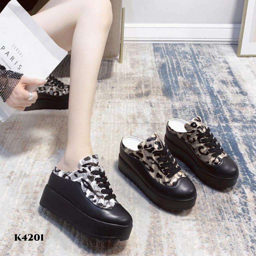 leopard closed toe wedges