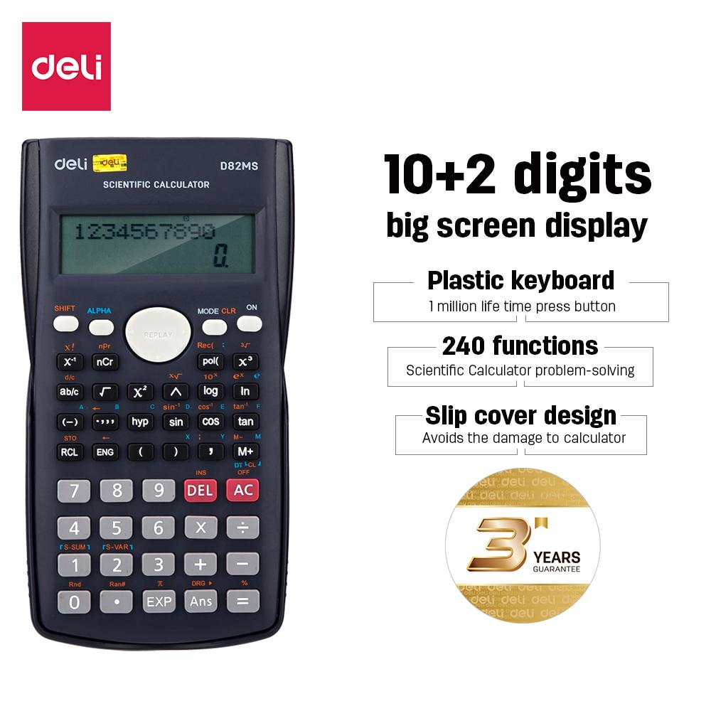 Deli Kalkulator Scientific/Scientific Calculator-240 fungsiuntuk kebutuhan sekolah-10+2digit-