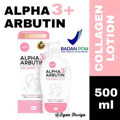 ALPHA ARBUTIN 3 PLUS COLLAGEN BPOM BODY LOTION / HAND BODY / WHITENING LOTION / LOTION PEMUTIH 500ml_Lynn Design