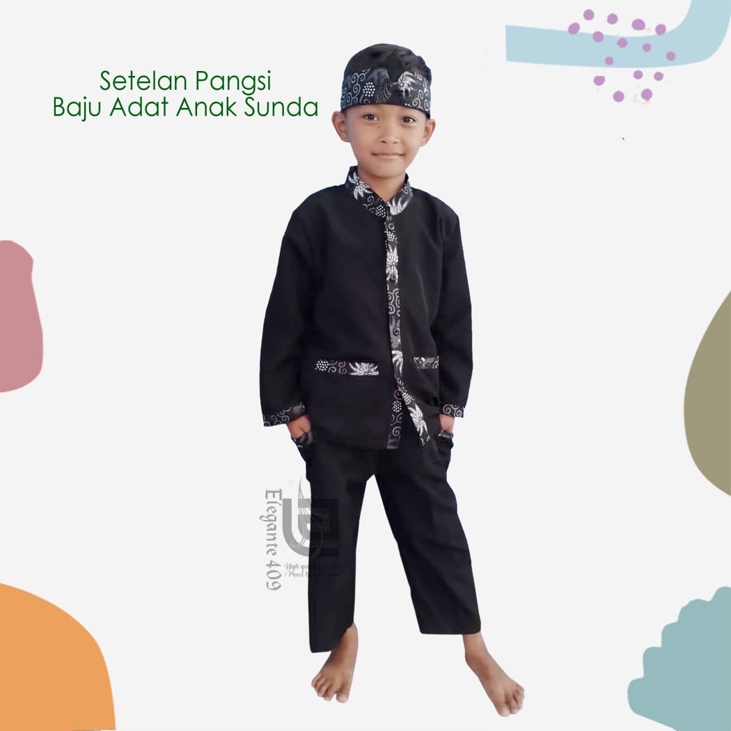 Baju Adat Sunda Anak Laki Laki SD Bahan Bes way Variasi Batik Premium
