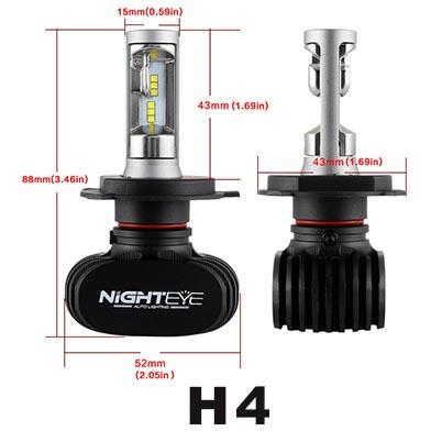 Nighteye Lampu Mobil LED H4 CSP 2PCS - Black