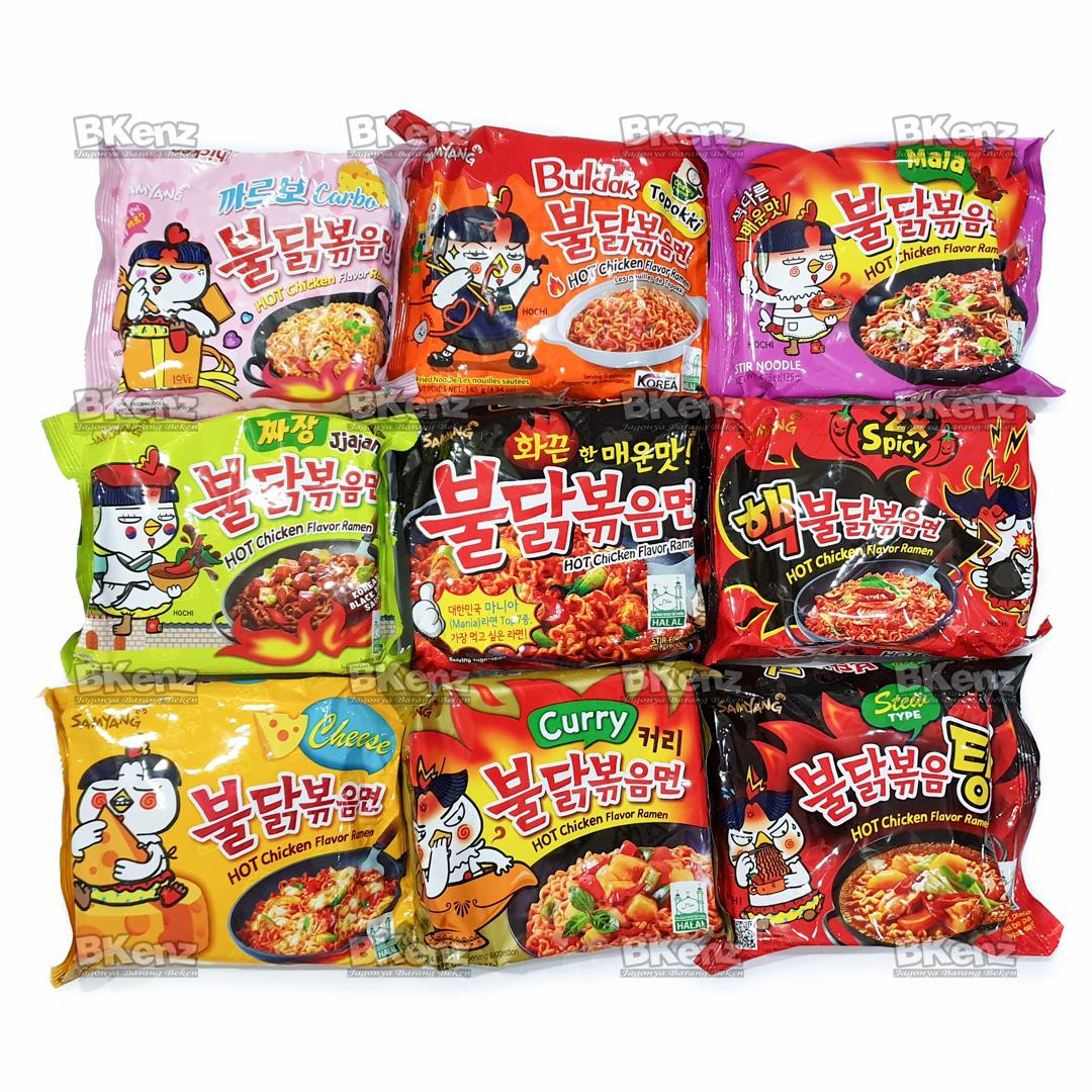 Samyang Paket 9 Rasa Spicy Topokki Mala Carbo Jjajang Nuclear Cheese Curry Stew