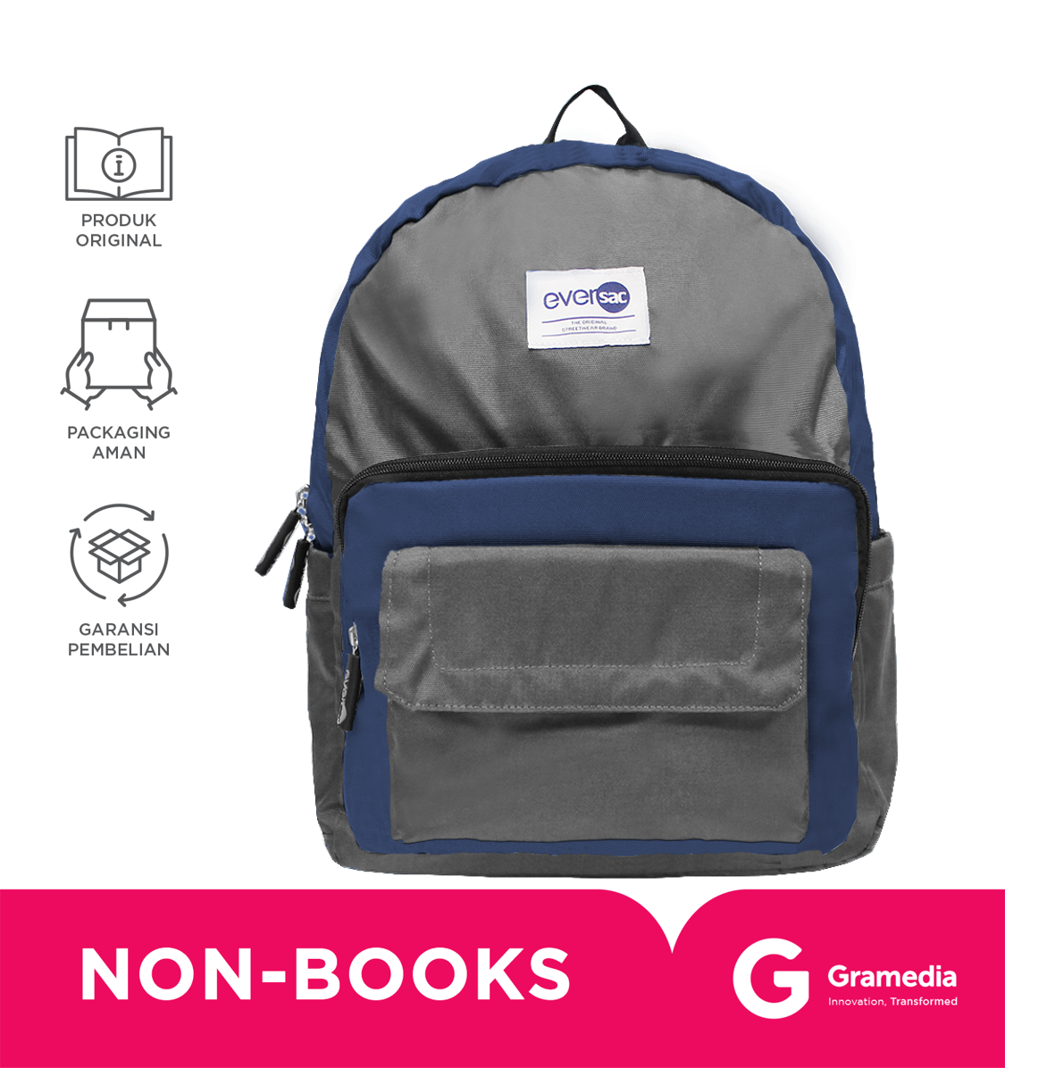 Tas Backpack Eversac Backpack Joy F Dark Grey Navy Lazada Indonesia