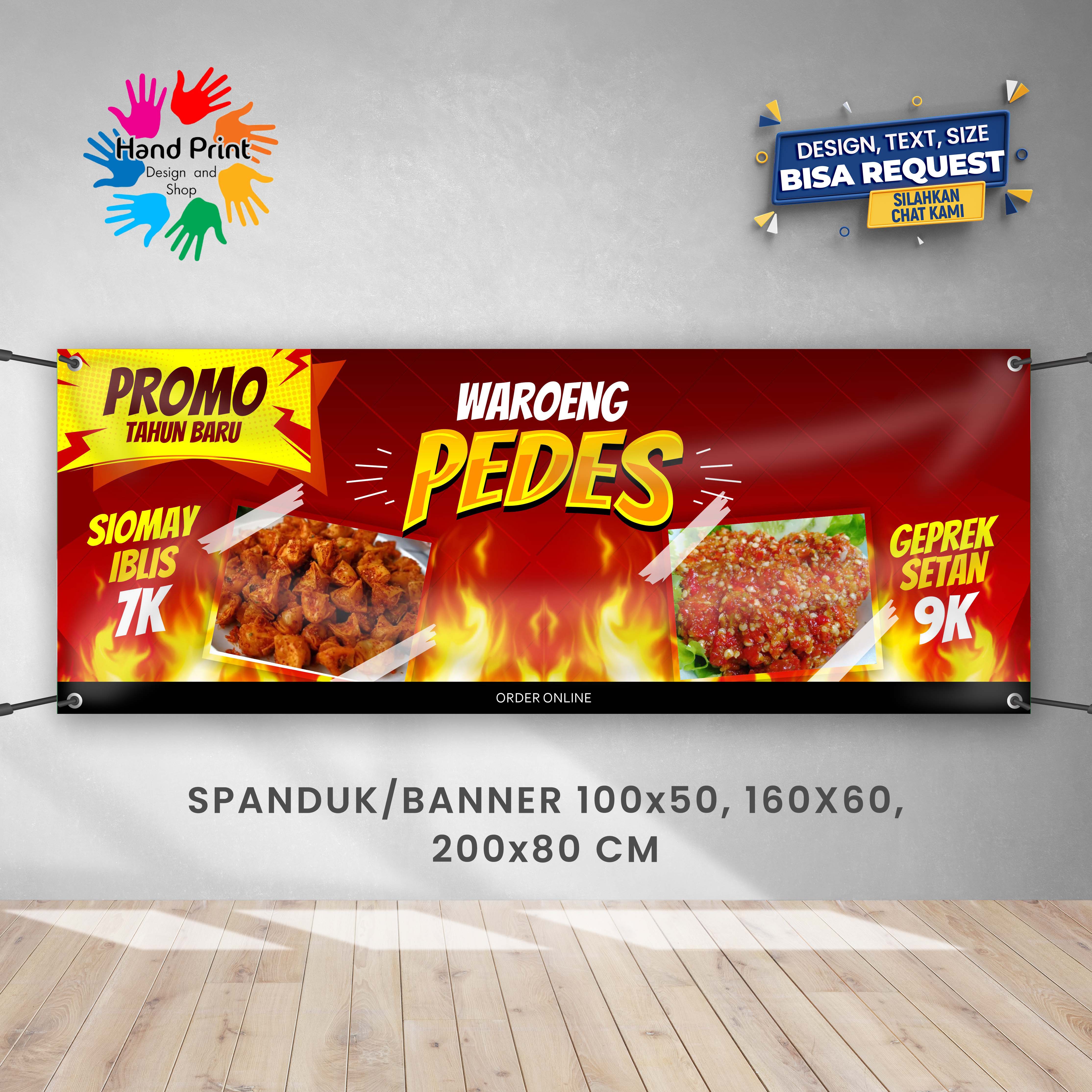 Spanduk Banner Warung Pedas Geprek Siomay Gratis Memesan Desain