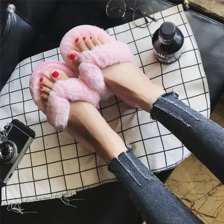 plush flip flop slippers