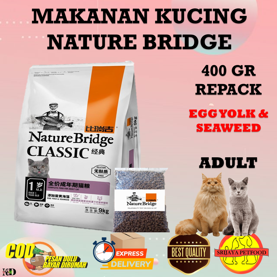 Makanan Kucing Nature Bridge Classic Adult Kemasan 400 gr NB CAT adult