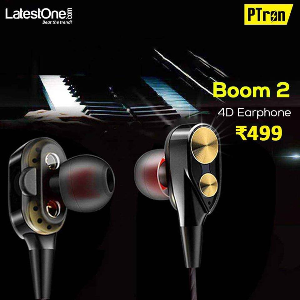 HEADPHONE PTron boom 2 earphome 4D 