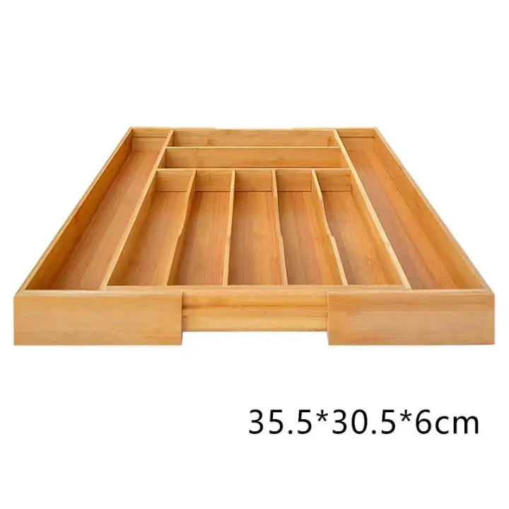 Bamboo Kitchen Drawer Organizer Expandable Silverware Organizer