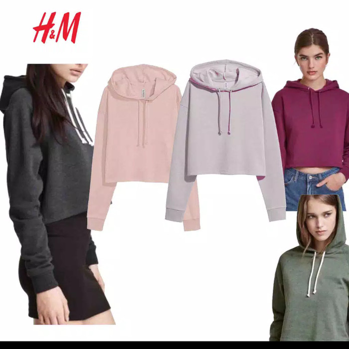 Siap Kirim Hoodie Crop Jaket Sweater HM 