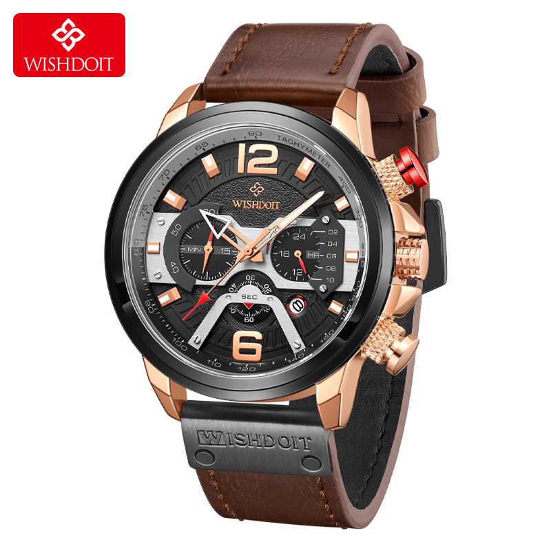 WISHDOIT Jam Tangan Pria Anti Air Cowok Kulit Men Watches