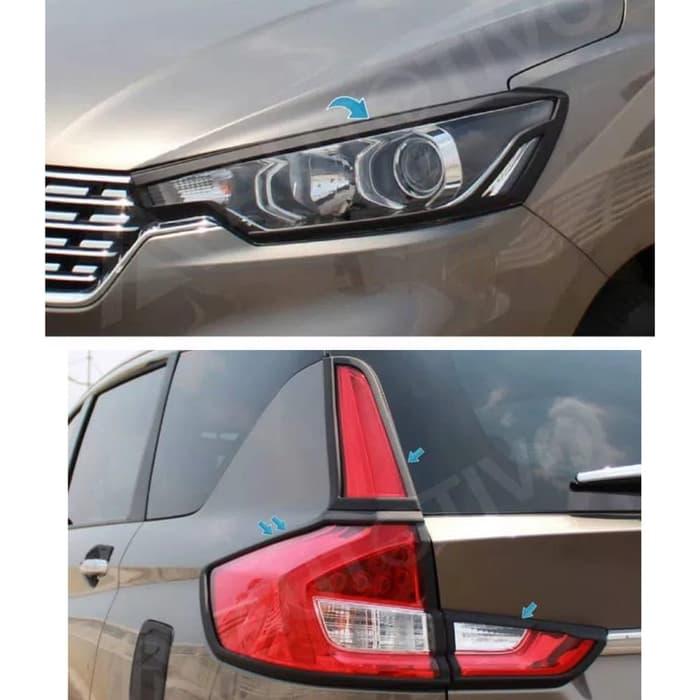 Paket Garnish List Lampu Depan Belakang Mobil ALL NEW ERTIGA Full Hitam Black