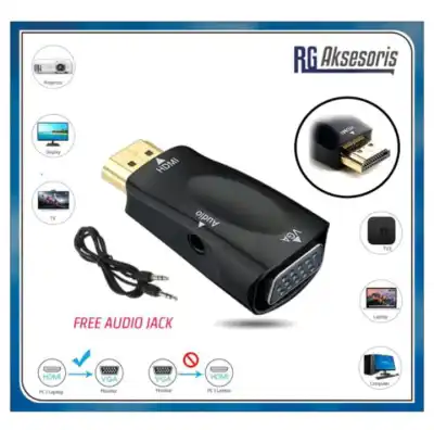 Dongle HDMI To VGA + Kabel Audio With Adapter Converter
