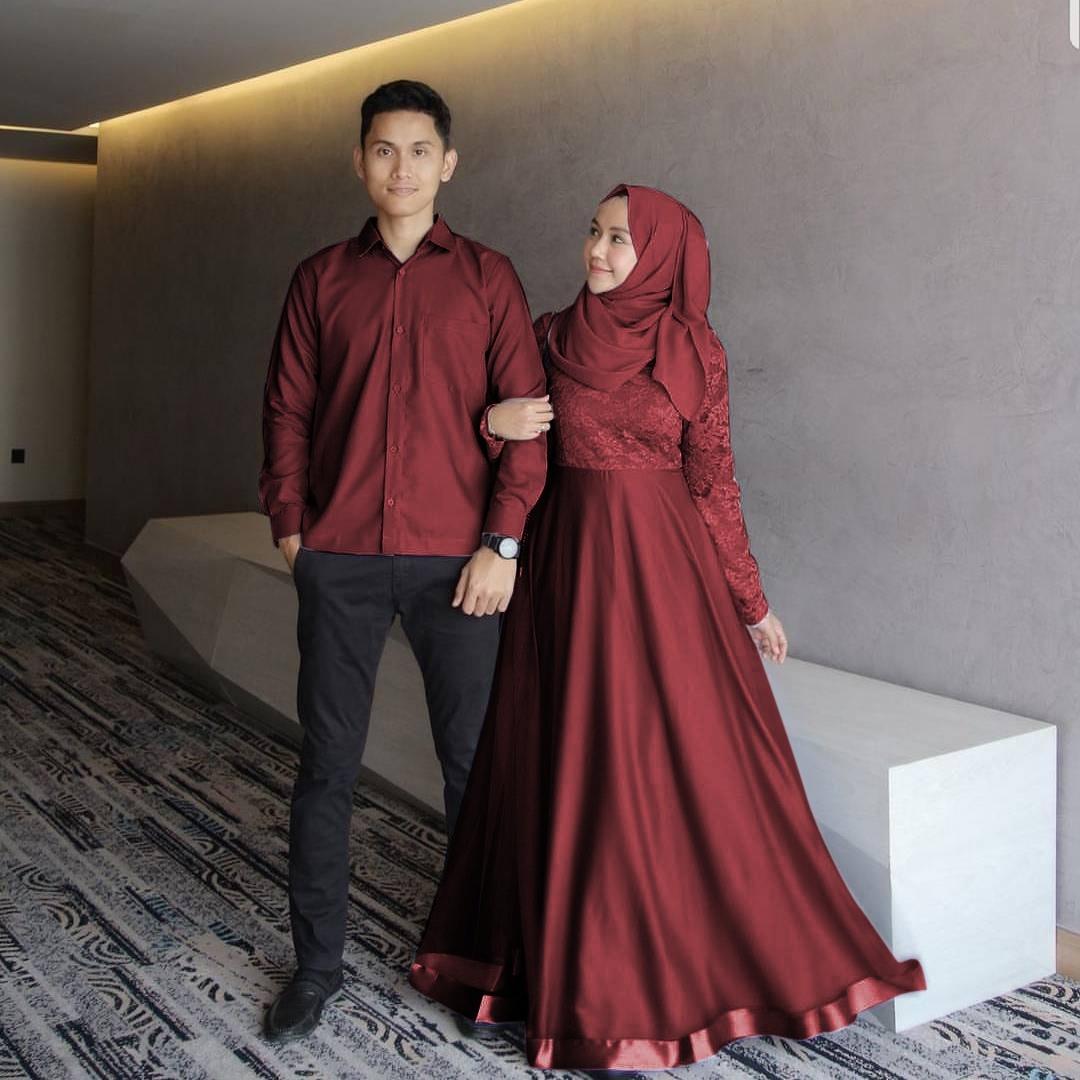 couple agoda/couple muslim/kemeja pria/gamis/gamis wanita/baju pasangan/pasangan