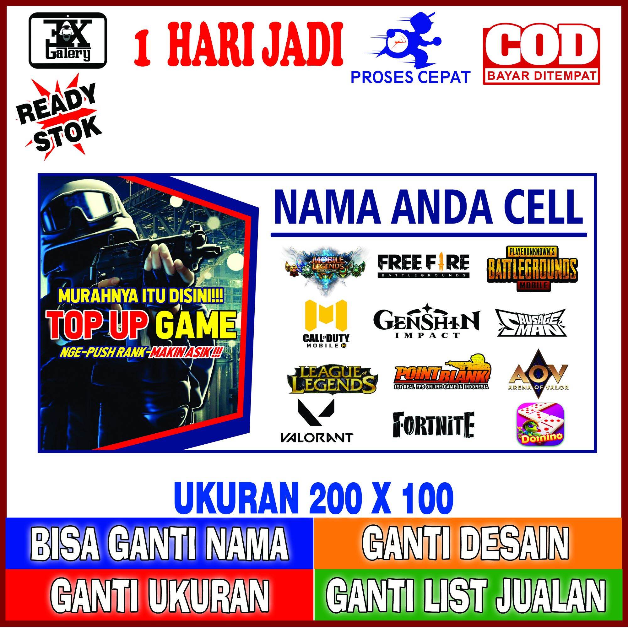 BANNER TOP UP GAME, SPANDUK TOP UP GAME UKURAN 200 x 100 | Lazada Indonesia
