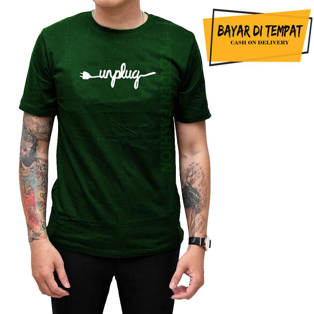 Presiden Fashion - kaos distro T-shirt fashion 100% soft cotton combed 30s kaos pria kaos sablon baju distro T-shirt gambar UNPLUG terbaru murah 3d kata kata band metal rock atasan pria bandung wanita katun simple keren cowok cewek pakaian distro