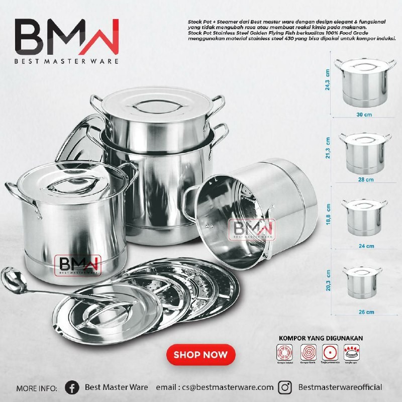 Panci Dandang Stainless Stock Pot Steamer Bmw Lazada Indonesia