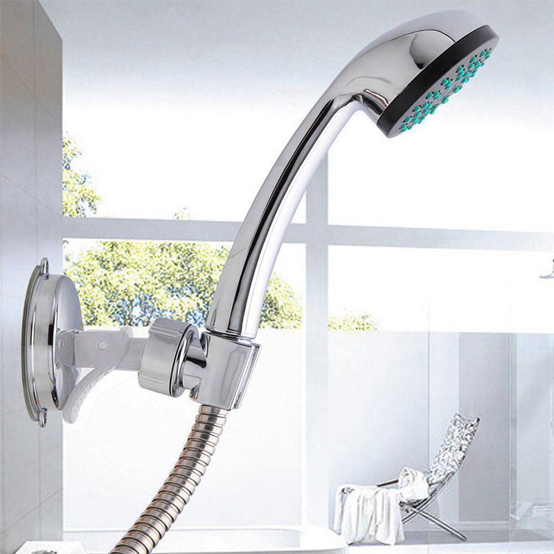 Adjustable Shower Head Holder Bathroom Chrome Wall Mount Strong Suction Handheld Shower Bracket
