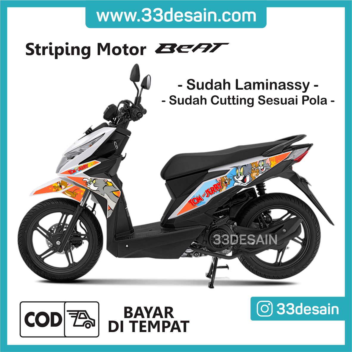 Aksesoris Stiker Motor Sticker Striping Motor Beat Esp Dan Beat Street 2016 2019 Tom And Jerry 33Desain Lazada Indonesia