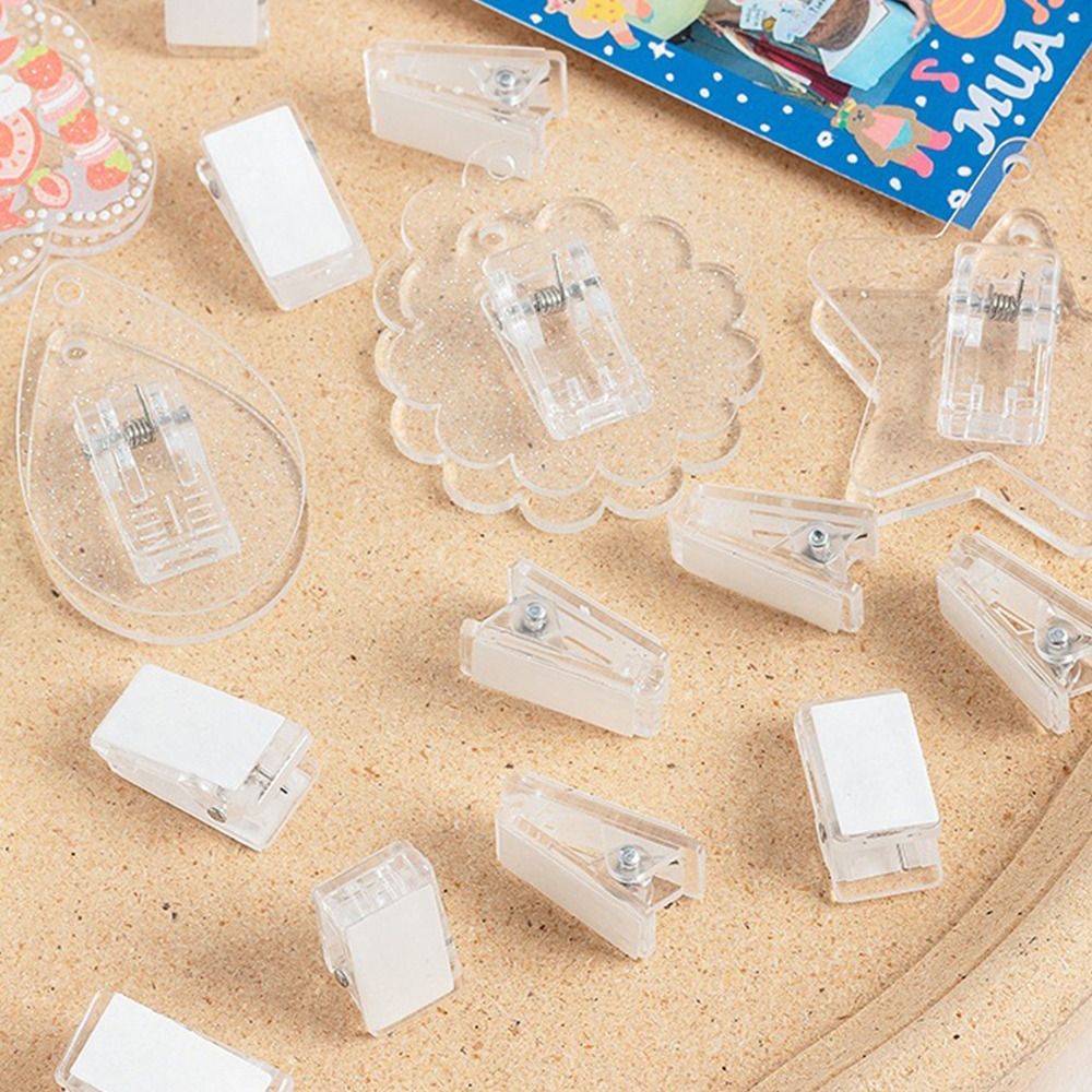 MMLUCK DIY Creative Office Accessories Paper Folder Binder Transparent Scrapbooking Binding Clips File Holder Clips Memo Clips Paper Fixed Clips