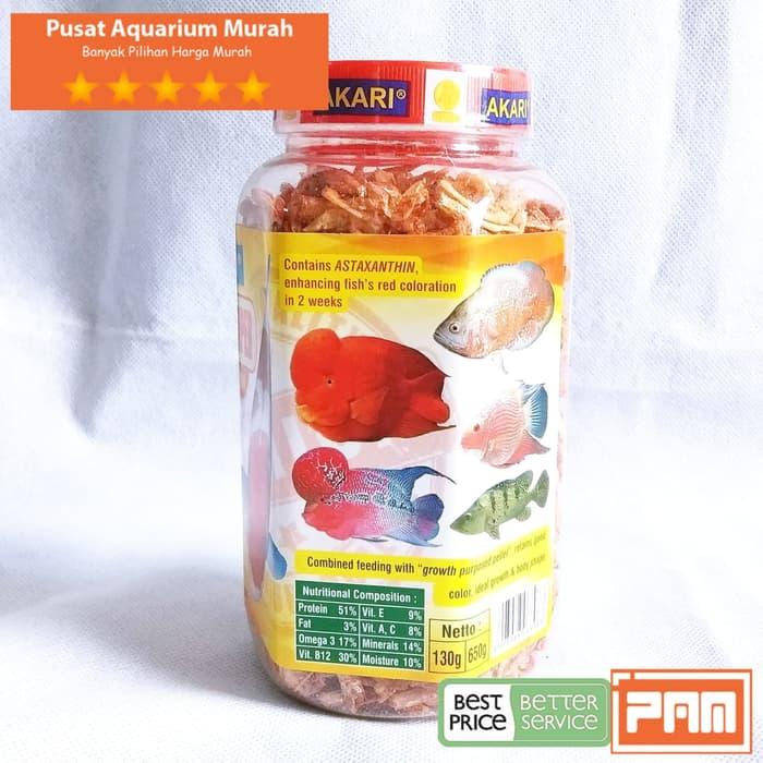 Pakan Ikan Koi Louhan Oscar AKARI UDANG SUPER 130 gr Mengandung Red Pigment Astaxanthin Pakan Ikan Predator Pusat Aquarium Murah