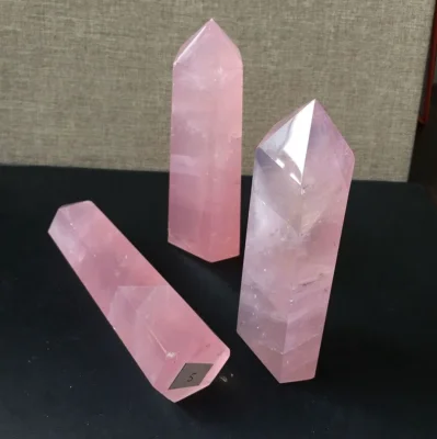 40-50mm Natural Rock Pink Rose Quartz Crystal Wand Point Healing Mineral Stone