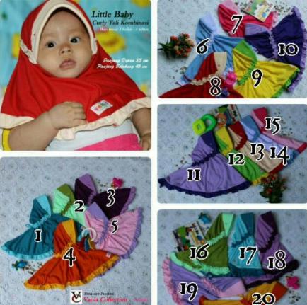 Jilbab Anak Vania Tali Kombinasi Kerudung Bayi Hijab Curly Baby 1 bulan- 1 tahun Murah