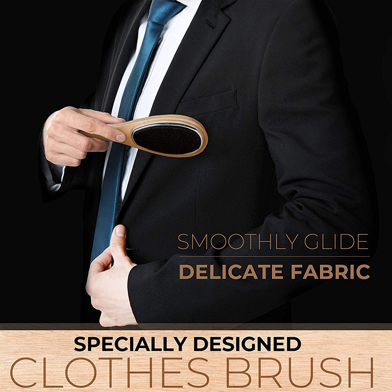 Lint Brush , Clothes Brush and Shoe Horn, Lint Brush for Clothes (Wooden), Professional Suit Brush for Men, Coat Fabric Brush for Clothing, Travel Lint Brushes for Clothes