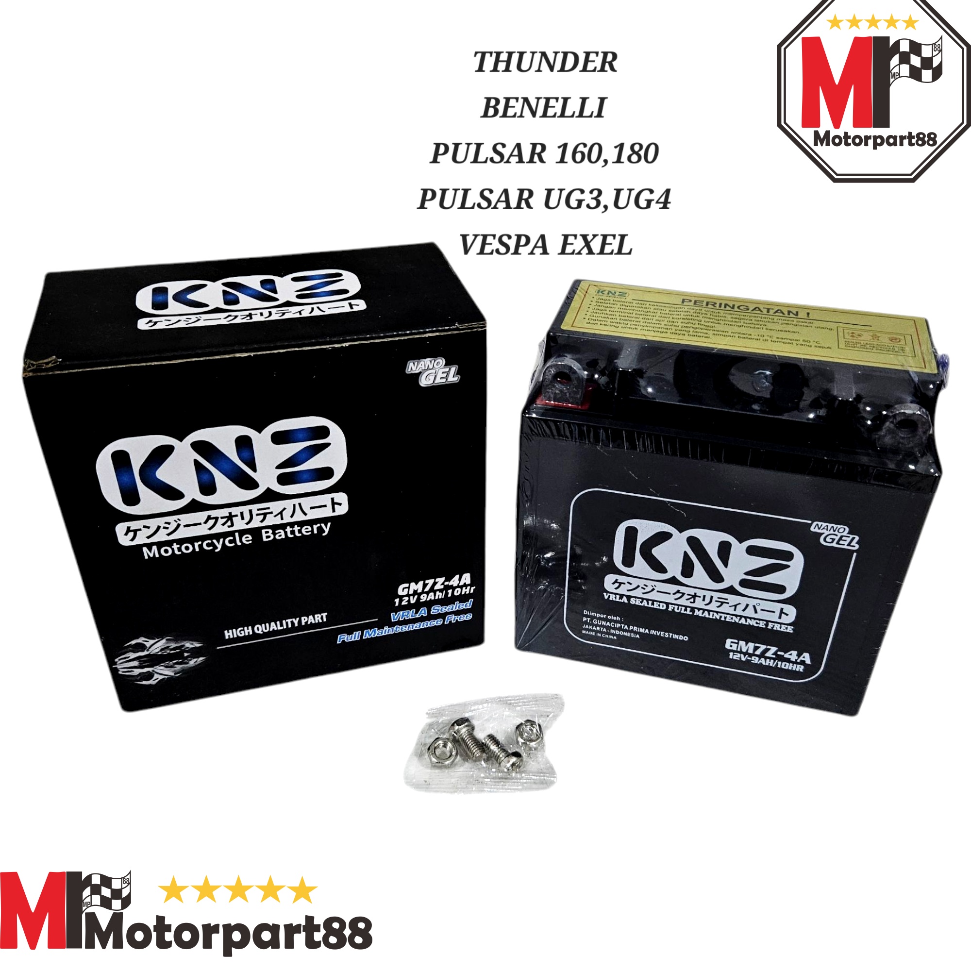 ａki AKI ACCU KERING KNZ MF GM7Z-4A 27kg 12V 9AH / 10HR KNZ THUNDER 125