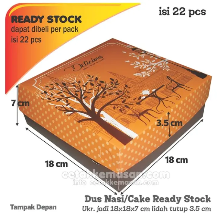 Promo Box Nasi Kue Uk 18 X 18 X 7 Cm Foodgrade Full Color Sedia