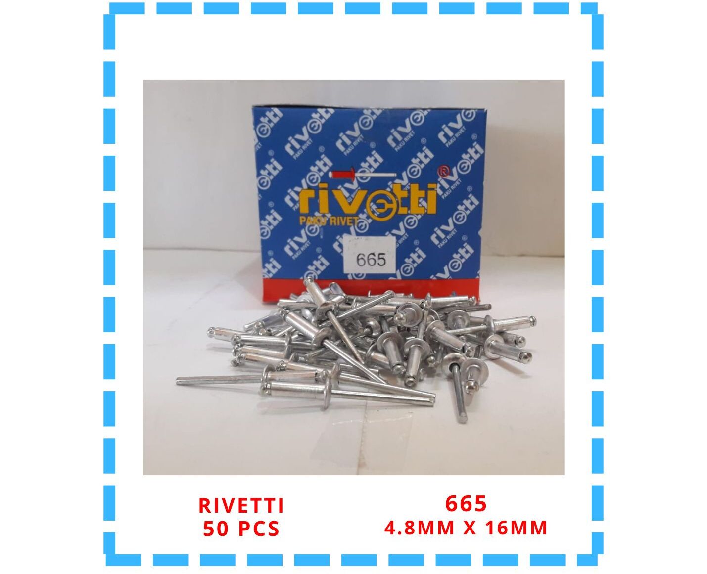 ISI 50 PCS PAKU RIVET MERK RIVETTI 665 UKURAN 4.8mm x 16mm | Lazada ...