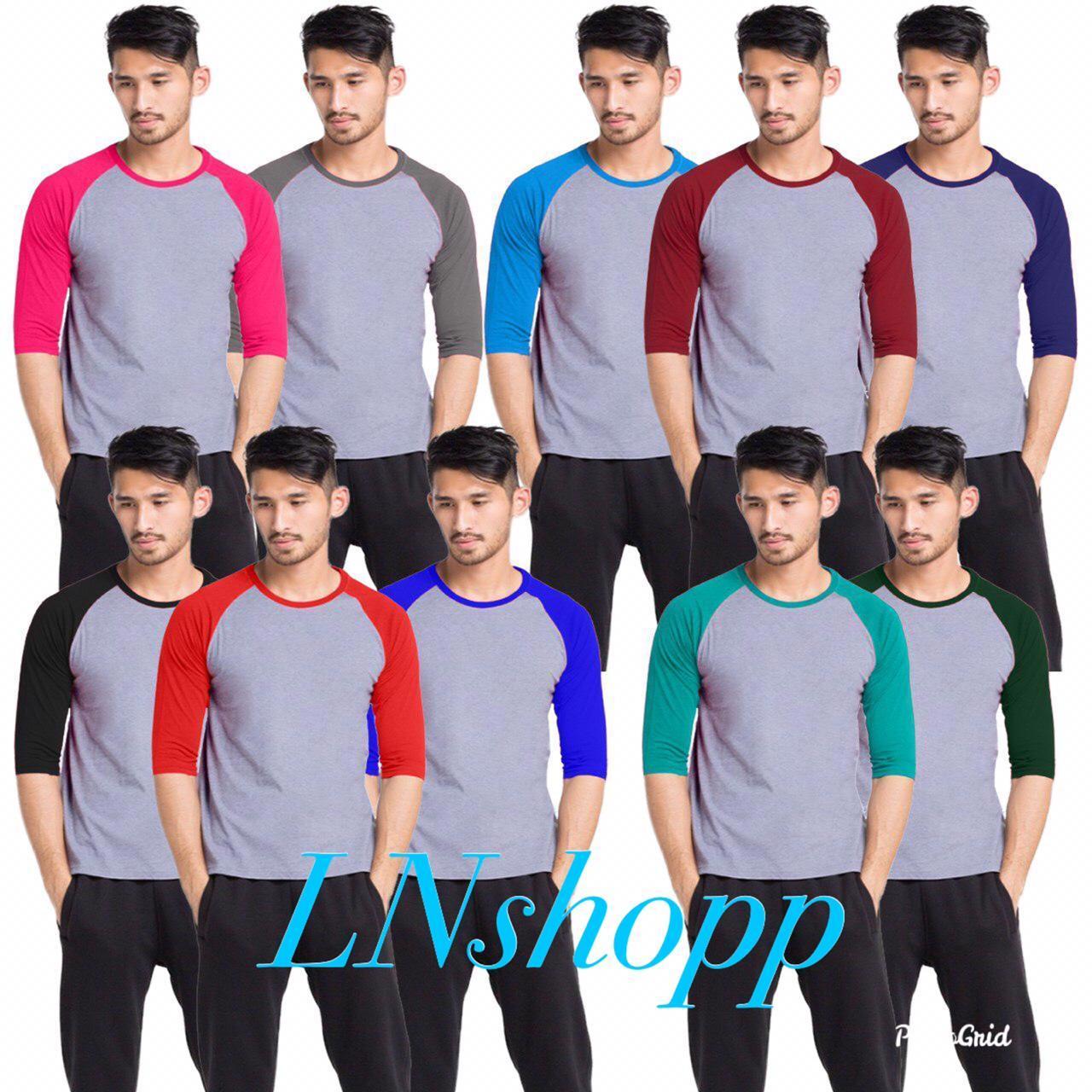 Kaos raglan polos lengan 3/4 Pria / fashion pria / baju raglan pria / kaos distro