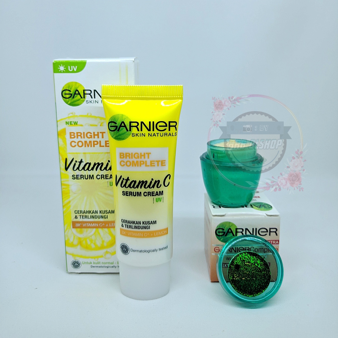 PAKET GARNIER 2 IN 1 Bright Complete Vitamin C Serum Cream 20ml