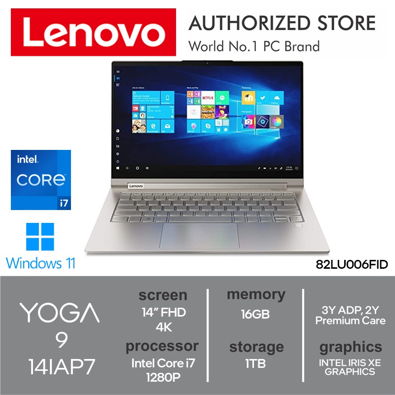 LENOVO YOGA 9 14IAP7 I7 1280P 16GB 1TB 14 W11 OHS | Lazada Indonesia