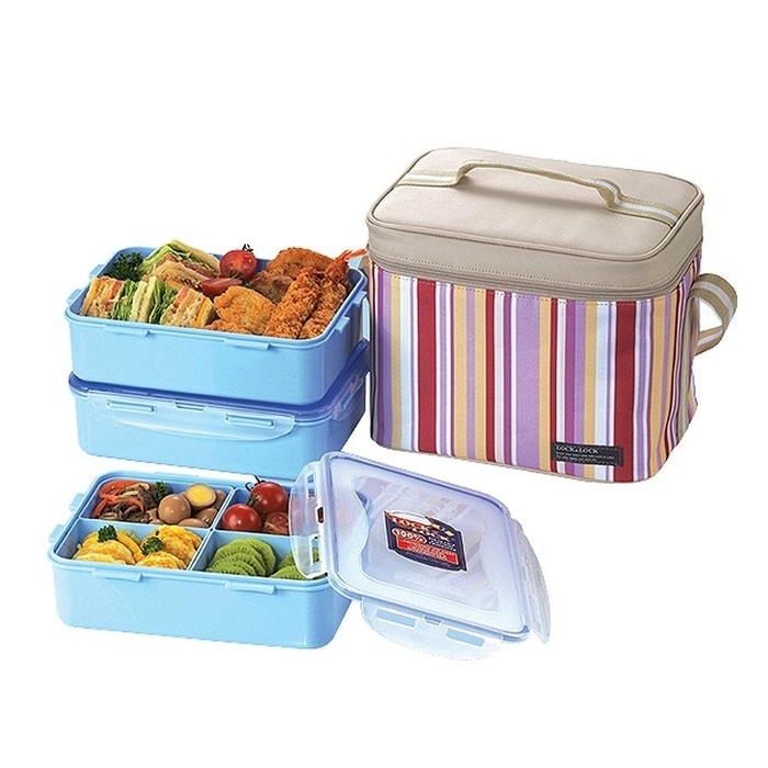 LOCK&LOCK Lunch Box Set With Bag Pink HPL824RP / Lock n lock lunch box /tempat makan /kotak