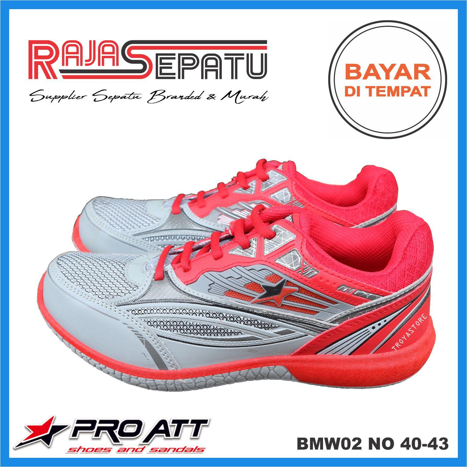 RAJASEPATU - PRO ATT Sepatu Pria Murah BMW02 Original / Sepatu Sneaker Sport TroyaStore Abu Merah Biru / Sepatu Pria Wanita / Sepatu Olahraga Lari - HIGH QUALITY Raja Sepatu