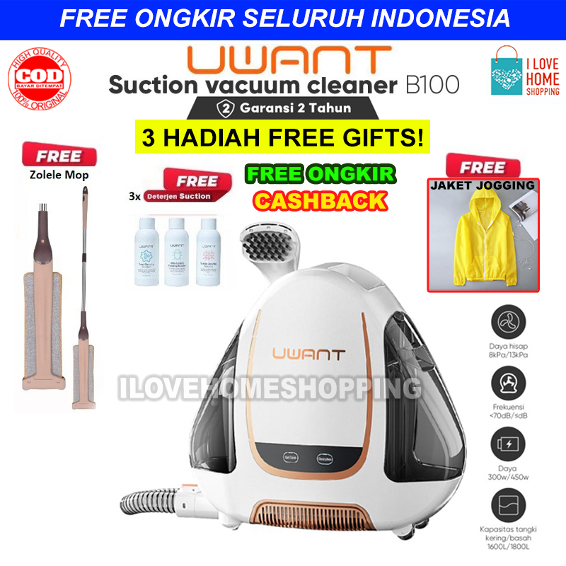 UWANT B100 Suction Wet Vacuum Cleaner Mesin Pembersih Kain