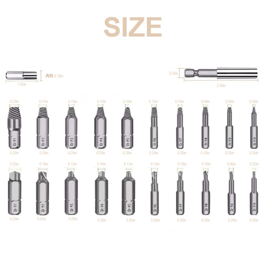 22pcs Broken Screw Extractor High Speed Steel Tool Set Broken Screw Extractor