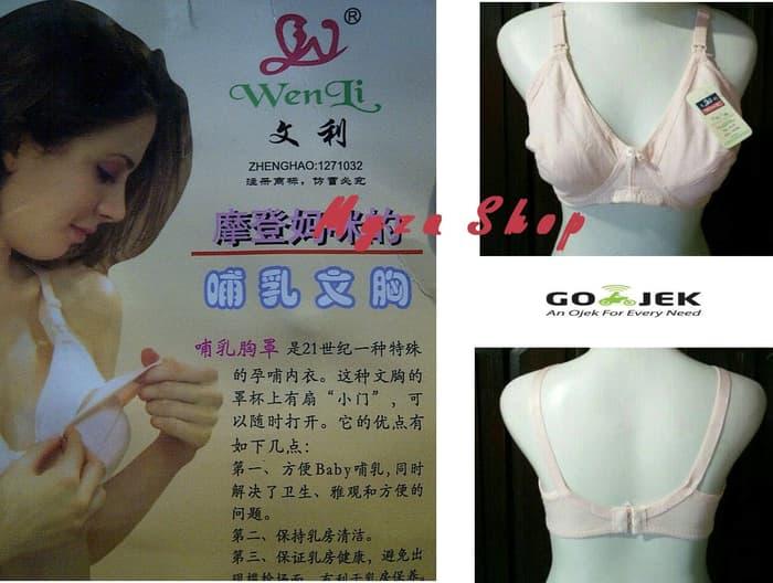 BH Menyusui Katun Nursing Bra Tanpa Busa Kawat merk WenLi 3119 size 34