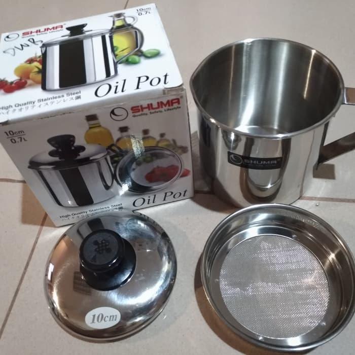 Shuma Oil Pot Saringan Minyak Tempat Simpan Wadah Stainless 0,7Ltr