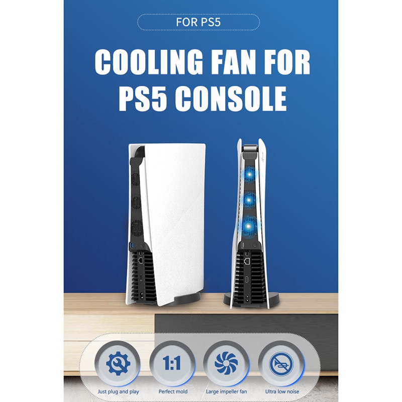 Cooling Fan for Ps5 Console Temperature Exhauster USB External Cooler Fan for PS5 Digital Edition / Ultra HD Console